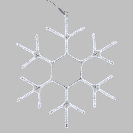 Fiocco di neve in tubo ultraluminoso con 576 led a luce bianco freddo da Ø70cm