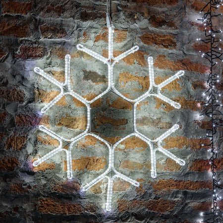 Fiocco di neve in tubo ultraluminoso con 576 led a luce bianco freddo da Ø70cm