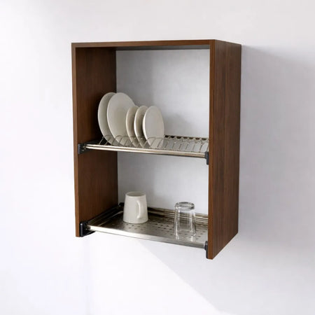 Pensile Scolapiatti Cucina con Ante in Legno Nobilitato Noce Altezza 72 cm