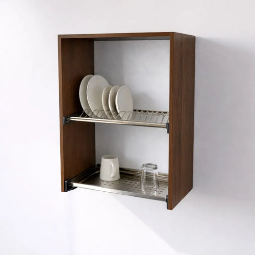 Pensile Scolapiatti Cucina con Ante in Legno Nobilitato Noce Altezza 72 cm