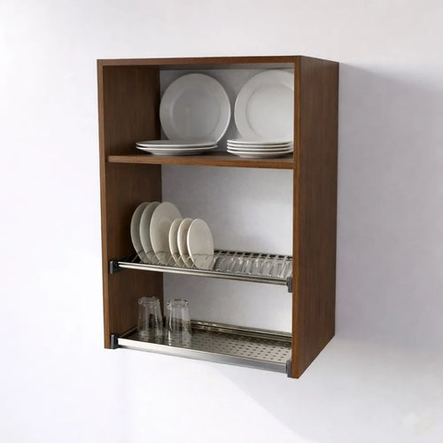 Pensile Scolapiatti Cucina con Ante in Legno Nobilitato Noce Altezza 90 cm