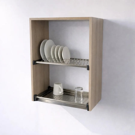 Pensile Scolapiatti Cucina con Ante in Legno Nobilitato Olmo Altezza 72 cm