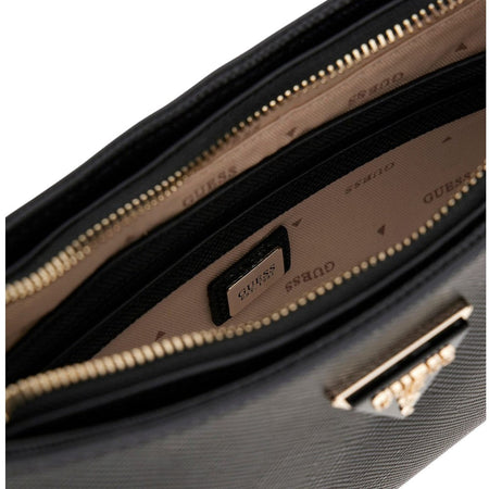 Guess borsa a spalla nera in saffiano NOELLE HWZG9672180BLA