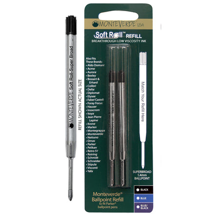 Blister 2 Refill Per Sfera Parker Nero Punta Large