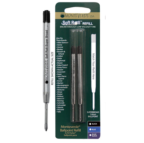 Blister 2 Refill Per Sfera Parker Nero Punta Large