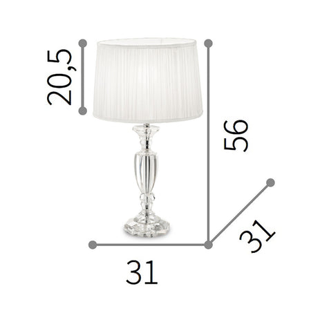 Abat-jour classico Ideal Lux KATE 3 TL1 ROUND 122878 E27 LED cristallo tessuto lampada tavolo
