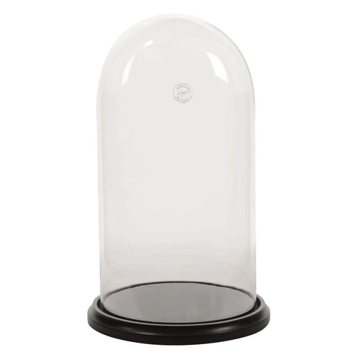 Campana in vetro trasparente con base nera per natività h 24,5 cm