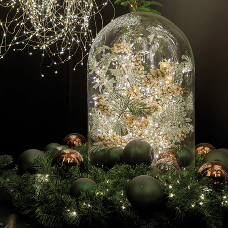 Campana in vetro trasparente con base nera per natività h 24,5 cm