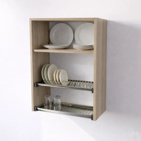 Pensile Scolapiatti Cucina con Ante in Legno Nobilitato Olmo Altezza 90 cm