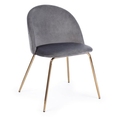 Sedia "Tanya" in velluto Grigio Scuro e gambe ottone h 77 cm arredamento moderno