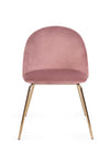 Sedia Tanya in velluto rosa anticato e gambe ottone h 77 cm arredamento moderno