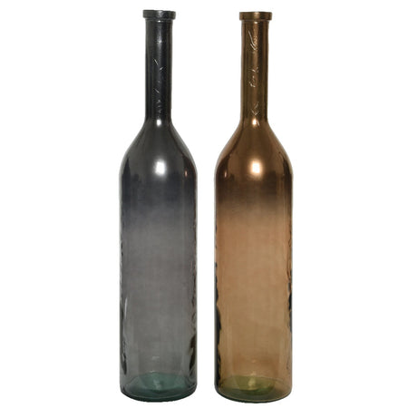 Vaso decorativo natalizio Bottiglia in vetro riciclato nero e oro per interno