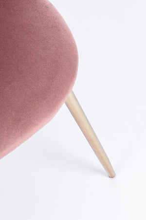 Sedia "Tanya" in velluto rosa anticato e gambe ottone h 77 cm arredamento moderno