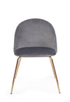 Sedia Tanya in velluto Grigio Scuro e gambe ottone h 77 cm arredamento moderno