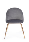 Sedia Tanya in velluto Grigio Scuro e gambe ottone h 77 cm arredamento moderno
