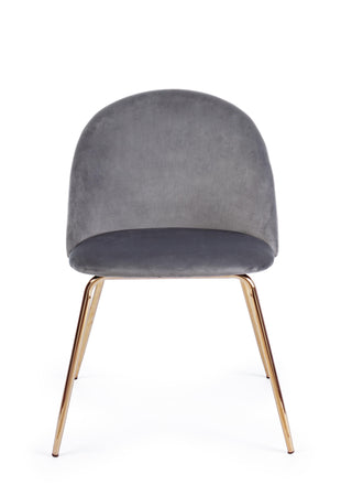 Sedia "Tanya" in velluto Grigio Scuro e gambe ottone h 77 cm arredamento moderno