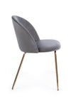 Sedia Tanya in velluto Grigio Scuro e gambe ottone h 77 cm arredamento moderno