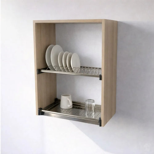 Pensile Scolapiatti Cucina con Ante in Legno Nobilitato Rovere Altezza 72 cm