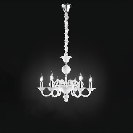 Lampadario Contemporaneo Metallo Bougie Bianco 6 Luci E14