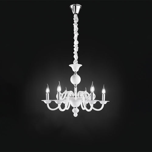 Lampadario Contemporaneo Metallo Bougie Bianco 6 Luci E14