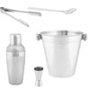 Set 5pz Preparazione Cocktail Secchiello Shaker e Accessori Acciaio Inox Kit Barman
