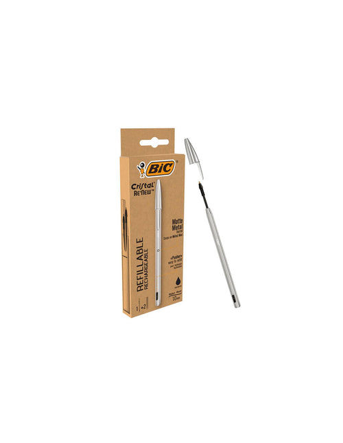 Penna bic metal nero con 2 refil