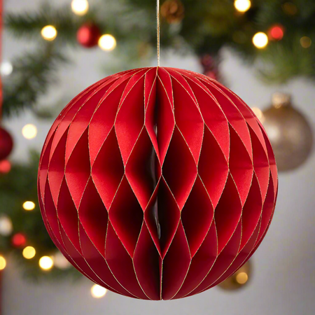 Pallina di natale colore rosso in carta decorazioni natalizie per albero di Natale