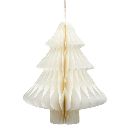 Alberello di Natale colore bianco in carta , decorazione natalizia da 22 cm