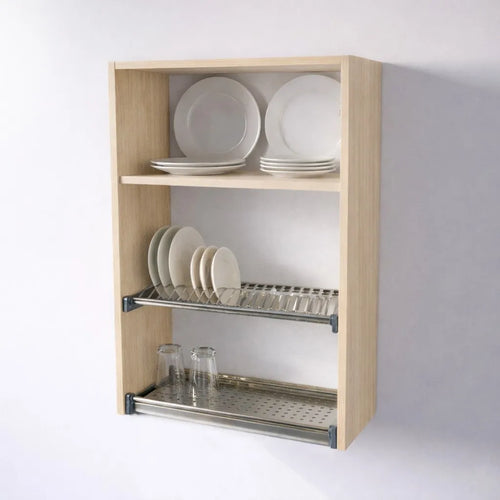 Pensile Scolapiatti Cucina con Ante in Legno Nobilitato Rovere Altezza 90 cm