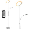 Piantana Lampada da Terra Dimmerabile Telecomando Doppia luce 35W Silver Soggiorno Camera Ufficio