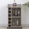 Mobiletto Bar Porta Bottiglie Legno Mdf 6 Vani 3Ripiani Porta Calici Taupe