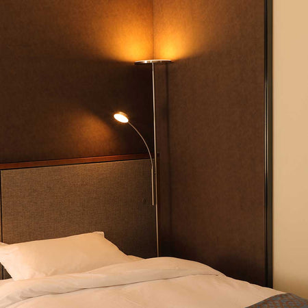 Piantana Lampada da Terra Dimmerabile Telecomando Doppia luce 35W Silver Soggiorno Camera Ufficio