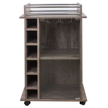 Mobiletto Bar Porta Bottiglie Legno Mdf 6 Vani 3Ripiani Porta Calici Taupe