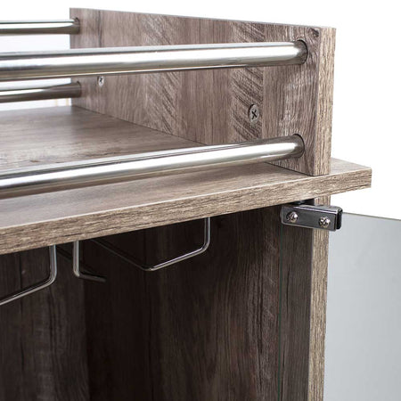 Mobiletto Bar Porta Bottiglie Legno Mdf 6 Vani 3Ripiani Porta Calici Taupe