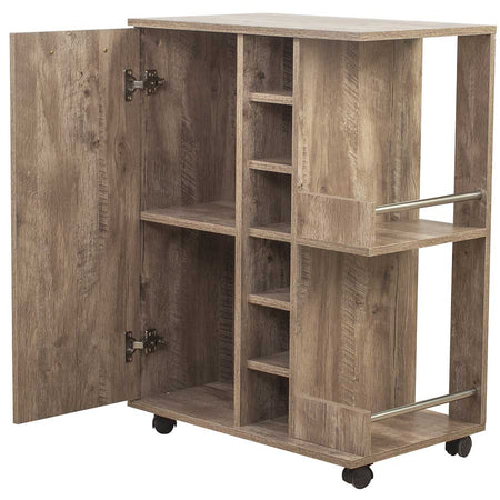 Mobiletto Bar Porta Bottiglie Vino Legno Mdf 6Posti 1Anta 2 Ripiani Tortora