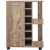 Mobiletto Bar Porta Bottiglie Vino Legno Mdf 6Posti 1Anta 2 Ripiani Tortora