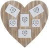 Biscottini Portafoto multiplo da appendere a cuore in legno finitura Shabby anticata L53xPR0,9xH51,5 cm