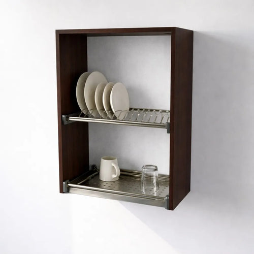 Pensile Scolapiatti Cucina con Ante in Legno Nobilitato Wenge Altezza 72 cm