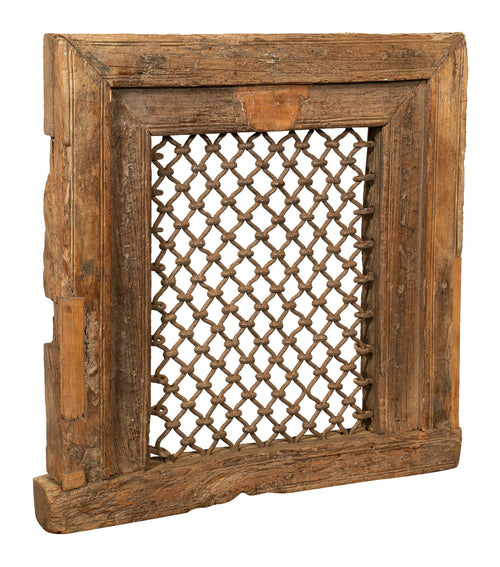 Biscottini Finestra Antica Grata Biscottini 66x8x69 Ferro Legno Massiccio Teak Recupero