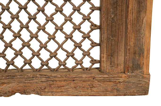 Biscottini Finestra Antica Grata Biscottini 66x8x69 Ferro Legno Massiccio Teak Recupero