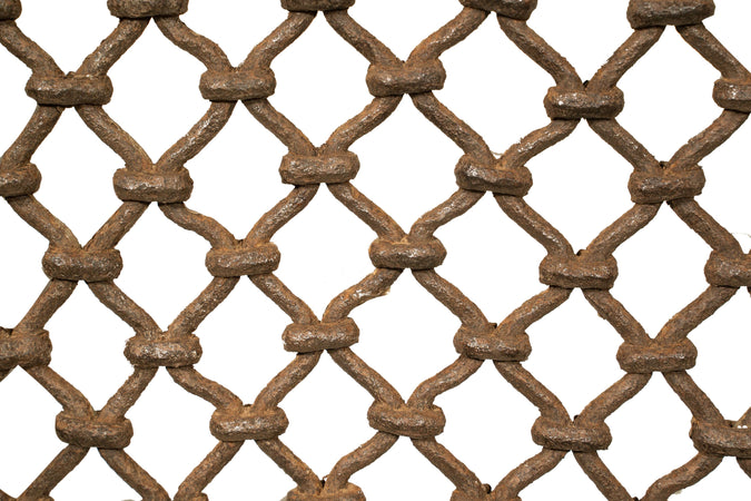 Biscottini Finestra Antica Grata Biscottini 66x8x69 Ferro Legno Massiccio Teak Recupero