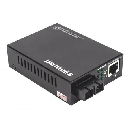 Convertitore multimediale Intellinet Gigabit PoE+, porta RJ45 da 1000Base-T a 1000Base-LX (SC)
