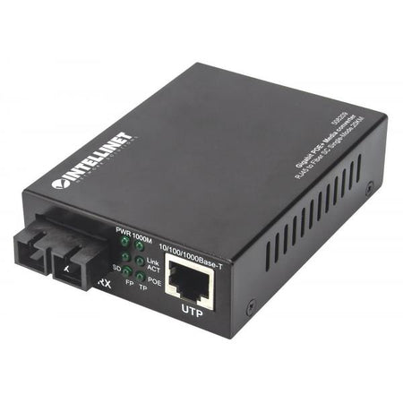 Convertitore multimediale Intellinet Gigabit PoE+, porta RJ45 da 1000Base-T a 1000Base-LX (SC)