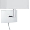 Applique Contemporanea Hotel Acciaio Cromo Tessuto Bianco 1 Luce E27