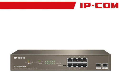 IP-COM Switch Unmanaged 8GE + 2SFP 8 porte PoE 150W - G1110P-8-150W