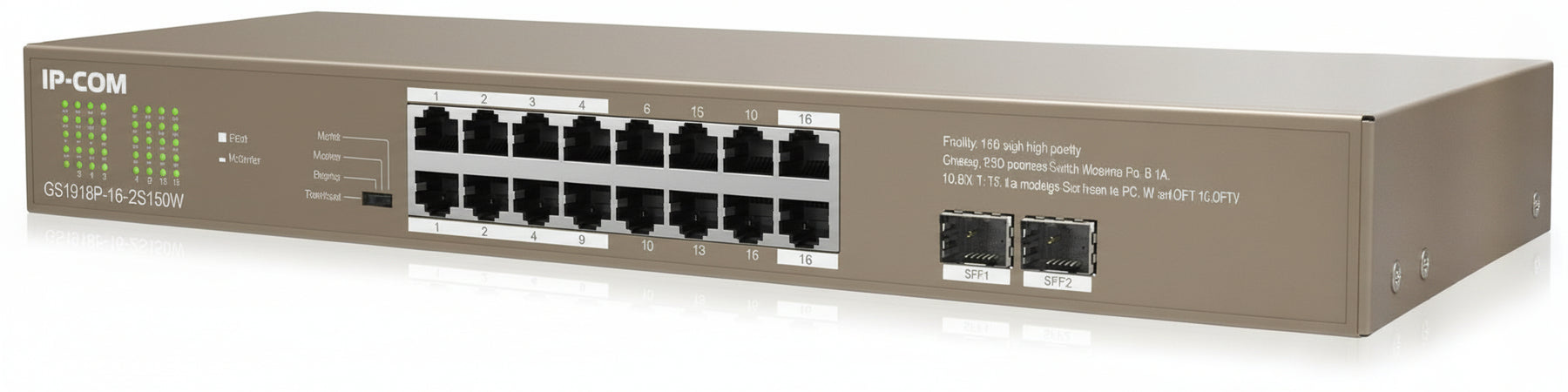 Switch Unmanaged 16GE+2 SFP a 16 porte 10/100/1000Mbps