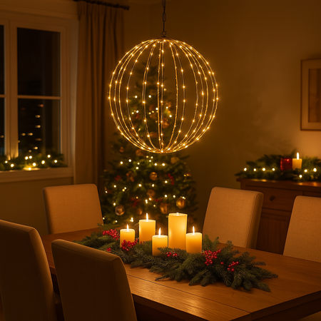 Sfera natalizia, con Timer, con luce LED a luce extra bianco per decorazioni natalizie