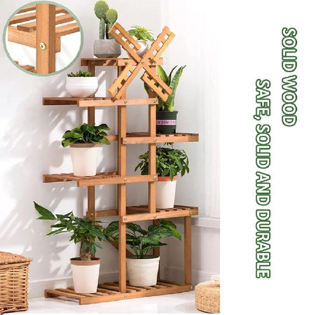 Scaffale Libreria Porta Piante in legno bambù 62x25 H 103 cm Funzionale ed Elegante