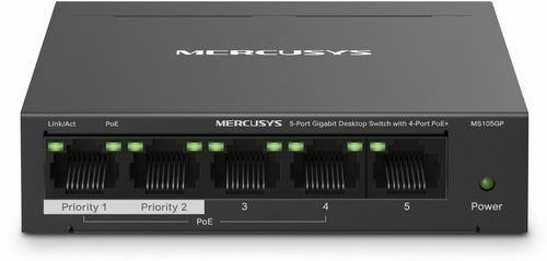 Switch Desktop 5 porte 10/100/1000 PoE+ - Mercusys MS105GP