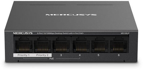 Switch Desktop 6 Porte 10/100Mbps con 4 Porte PoE+